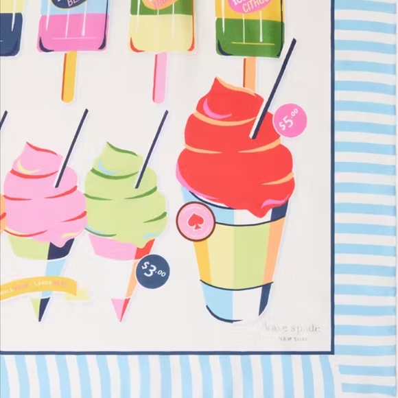 Kate Spade Ice Pop and Cones Square Silk Scarf NWT - Picture 2 of 3